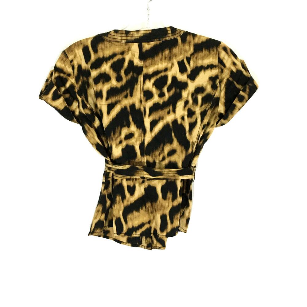 Jones New York Signature Petite PP Leopard Animal Print Button Blouse Cotton - Picture 3 of 5